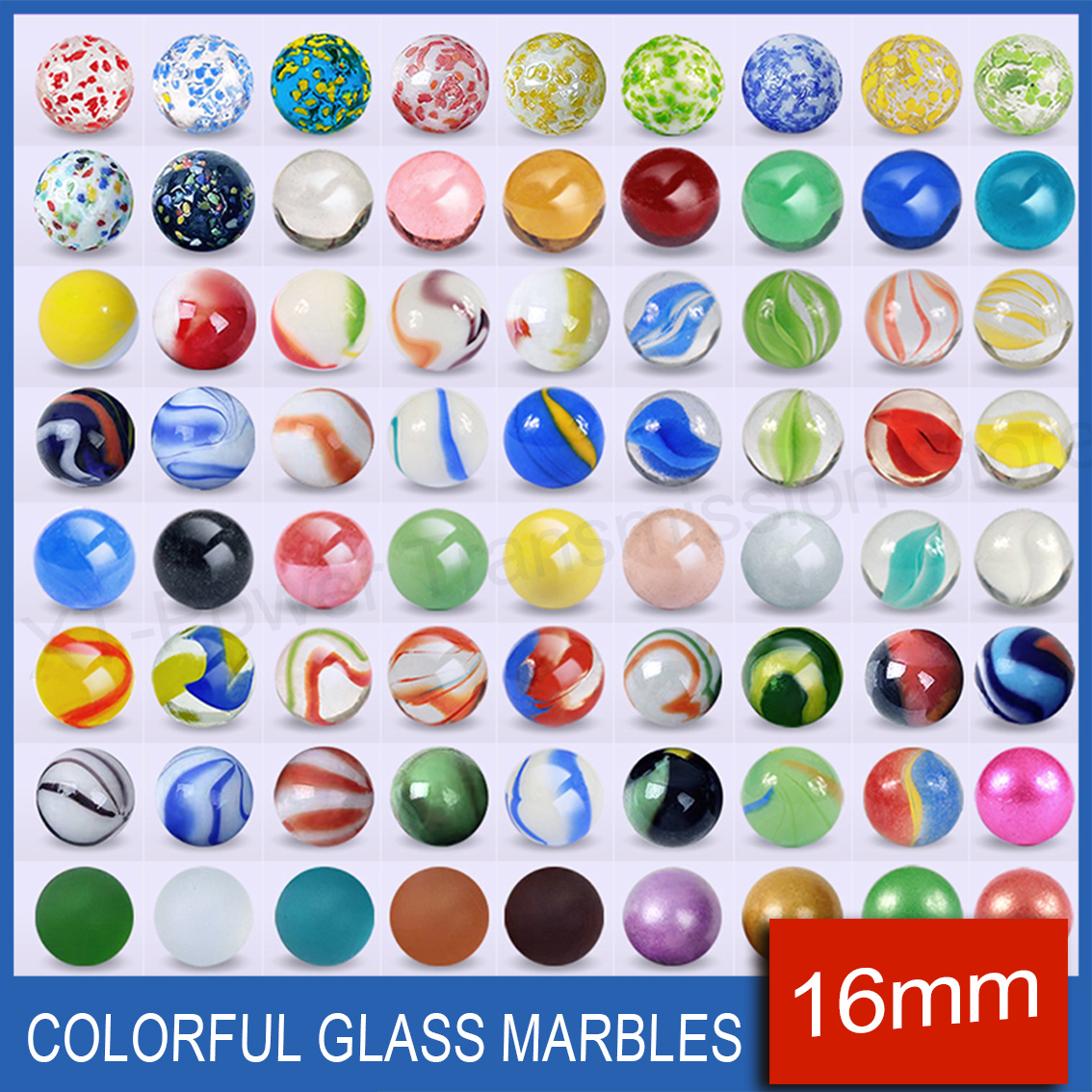 Aquarium Fish Glass - 5-90 шт., 16 мм, разноцветные стеклянные