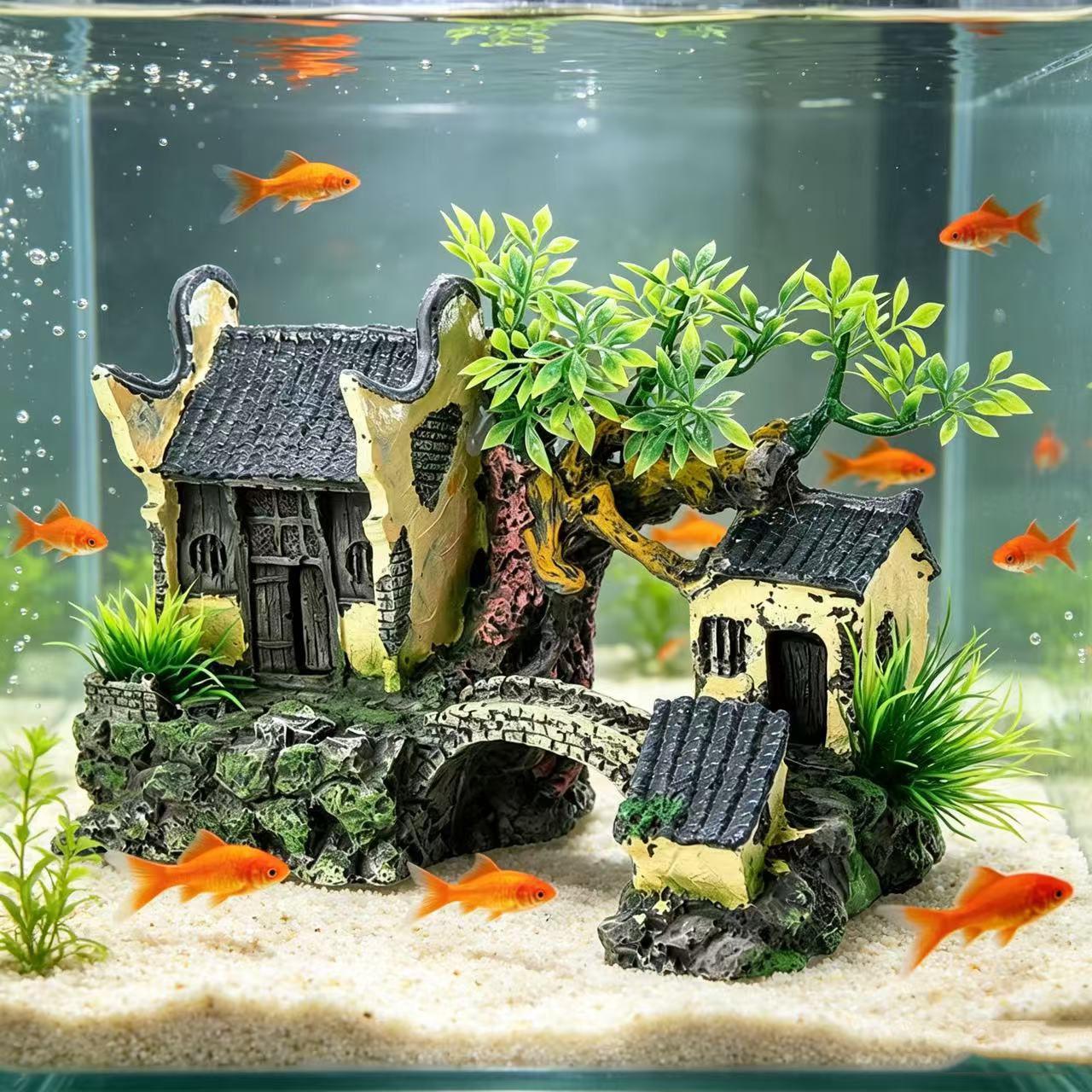 Aquarium Fish Bridge - Искусственный декор для аквариума: домик, мостик,